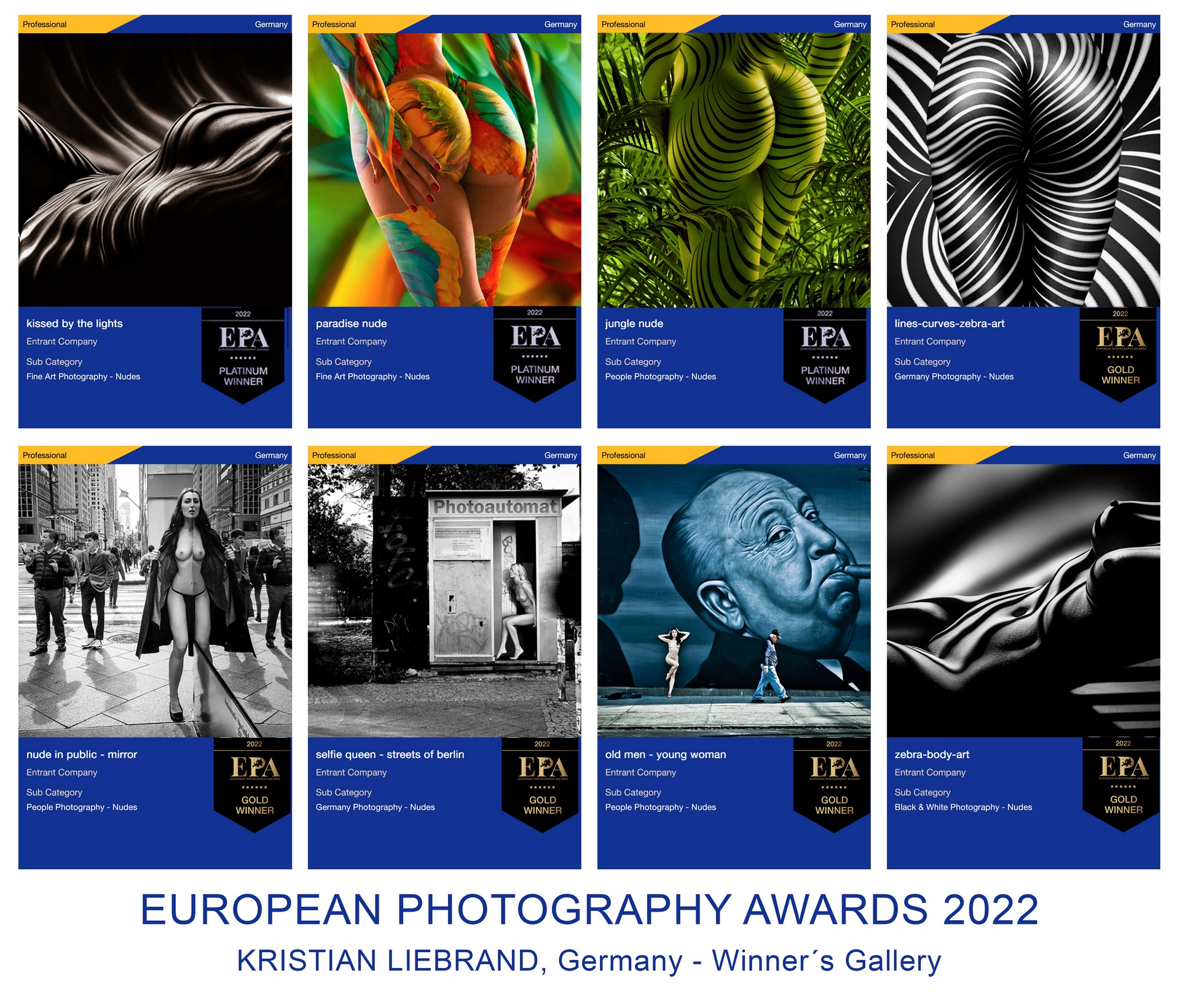 Internationale Auszeichnungen / Awards für Aktfotografie
