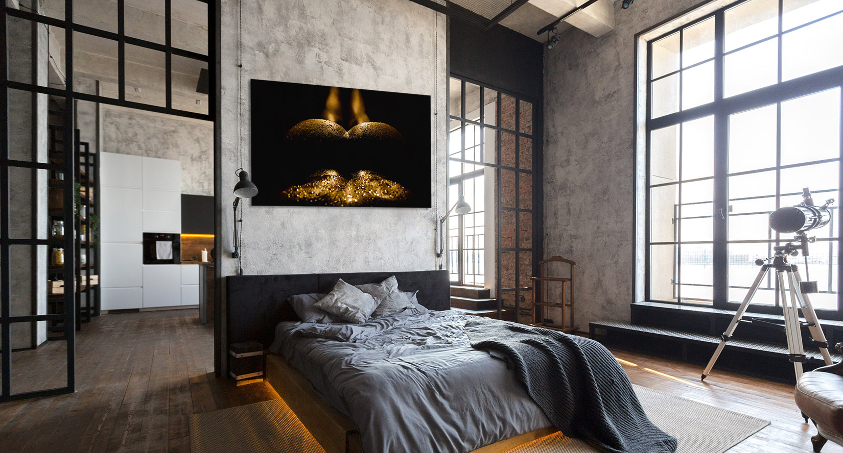 aktfotografie-kunst-frau-wandbild für schlafzimmer-gold